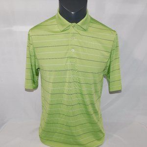 Chase Edwards Mens M Green White Black  Striped Golf Polo Shirt